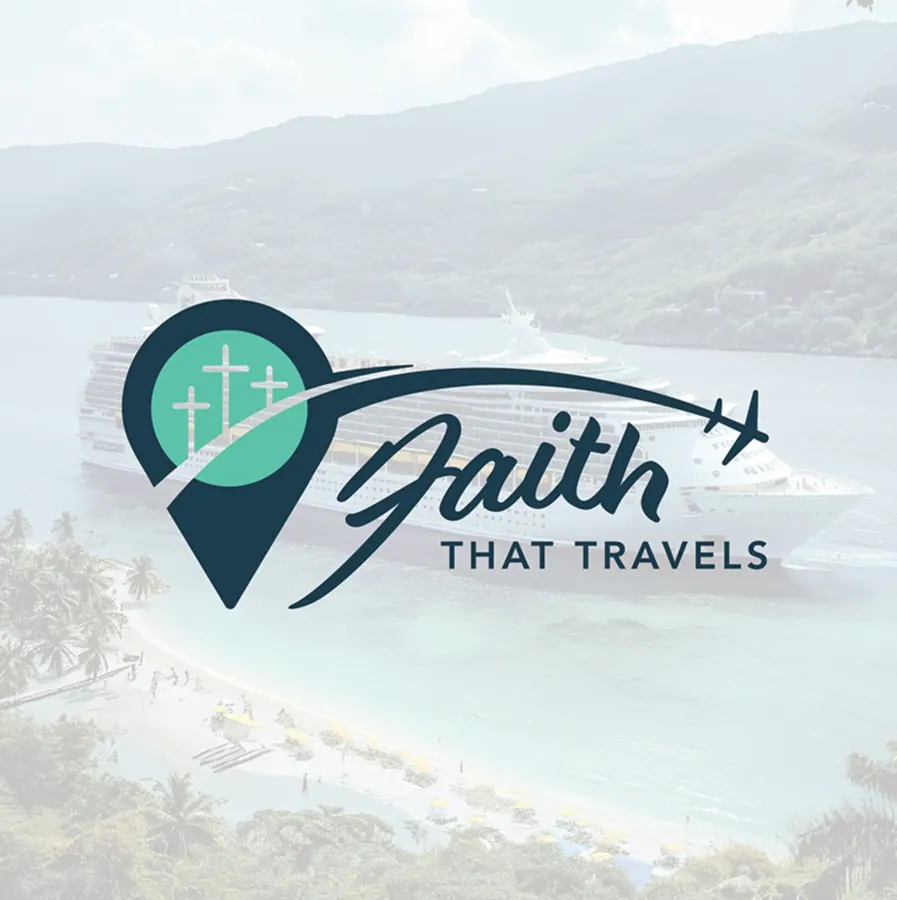 Faith That Travels logo over a cruise ship